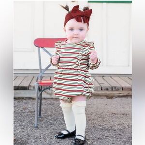 Ruffle Butts Striped Red and White Bodysuit